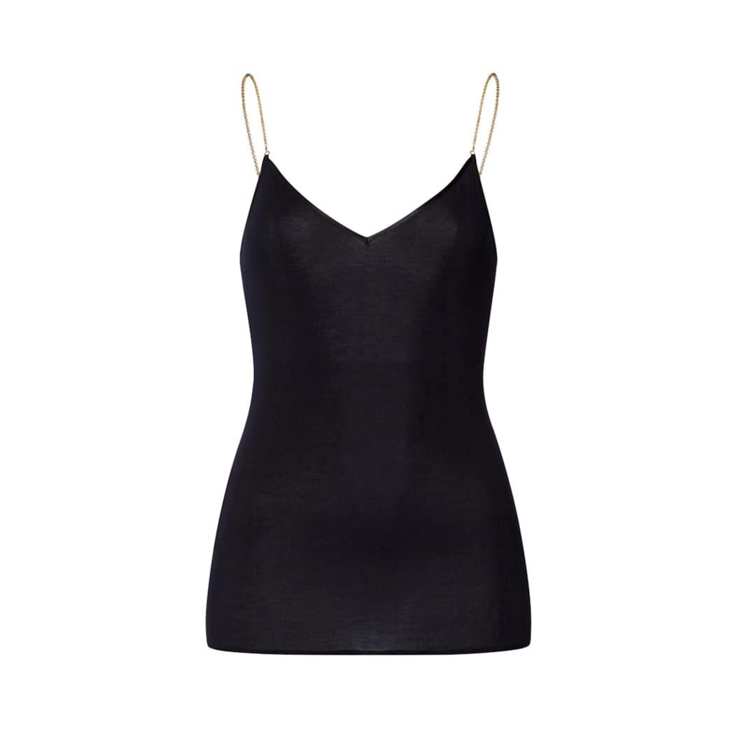 Cotton Seamless Top Spaghetti in schwarz