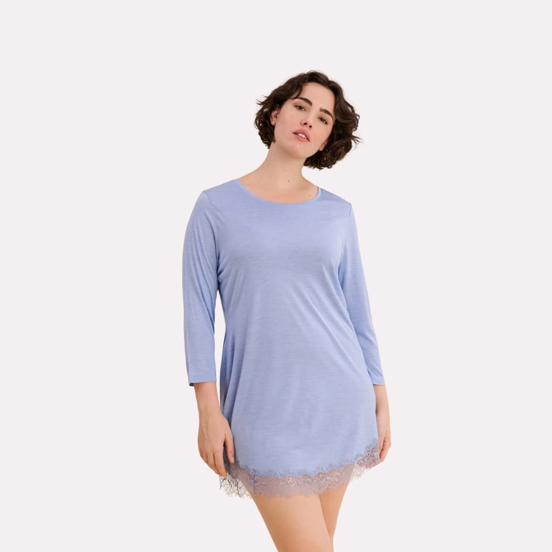 Feline Nachthemd kurz in blau