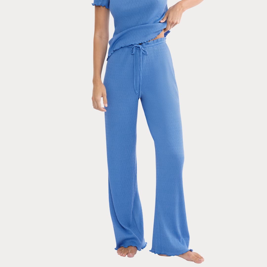 Mix & Match Pointelle Pyjama Unterteil in blau