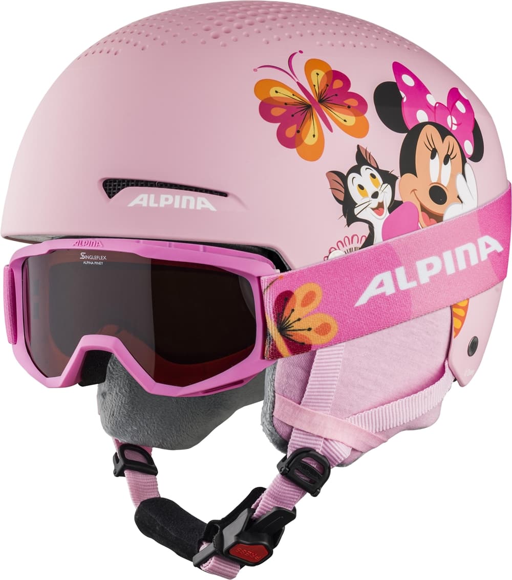 ALPINA Zupo Disney Kinder Skihelm + Brille Pink, , Größe: 51-55