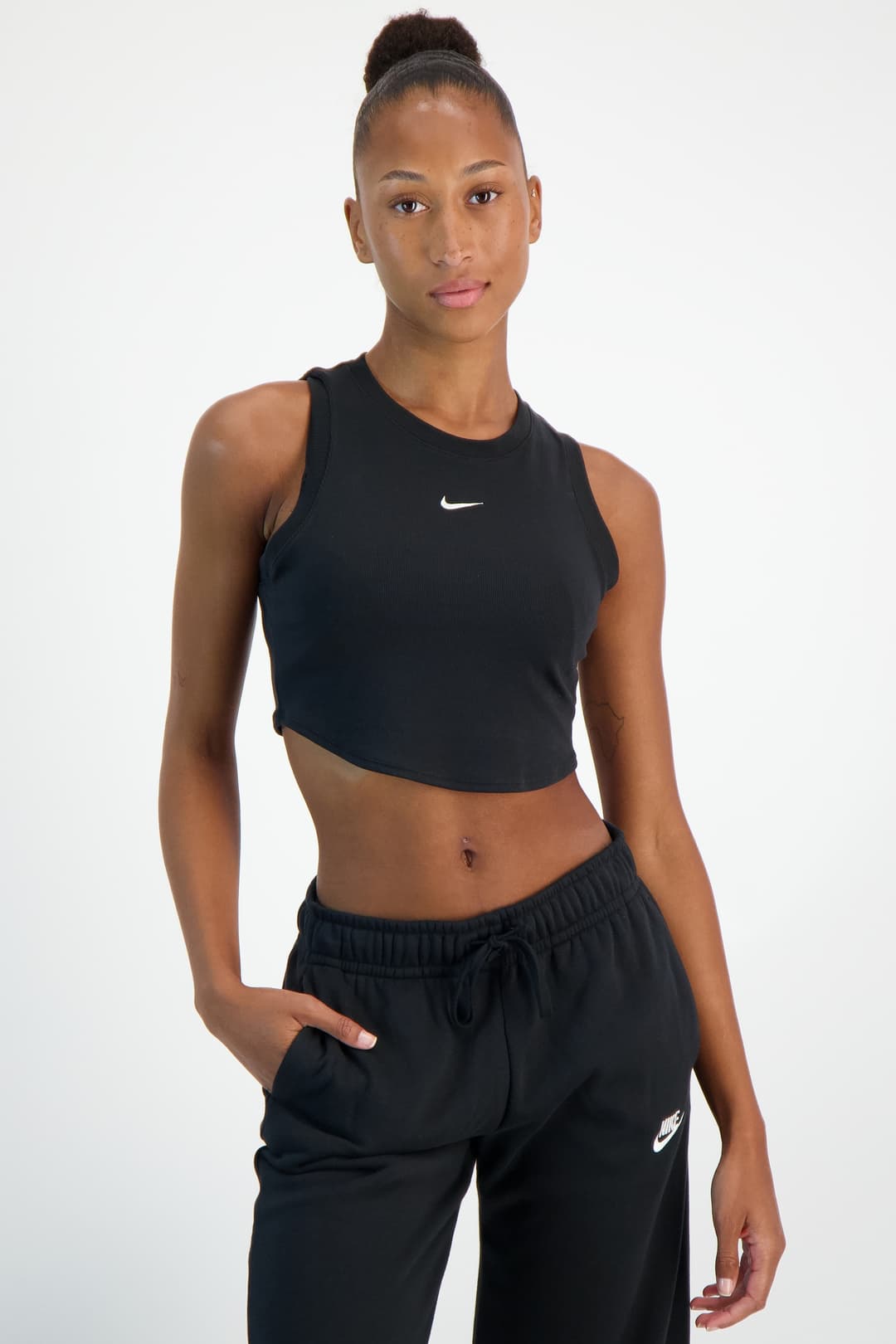 Nike Essential Chill Knit Cropped Damen Top Schwarz, Damen, Größe: S