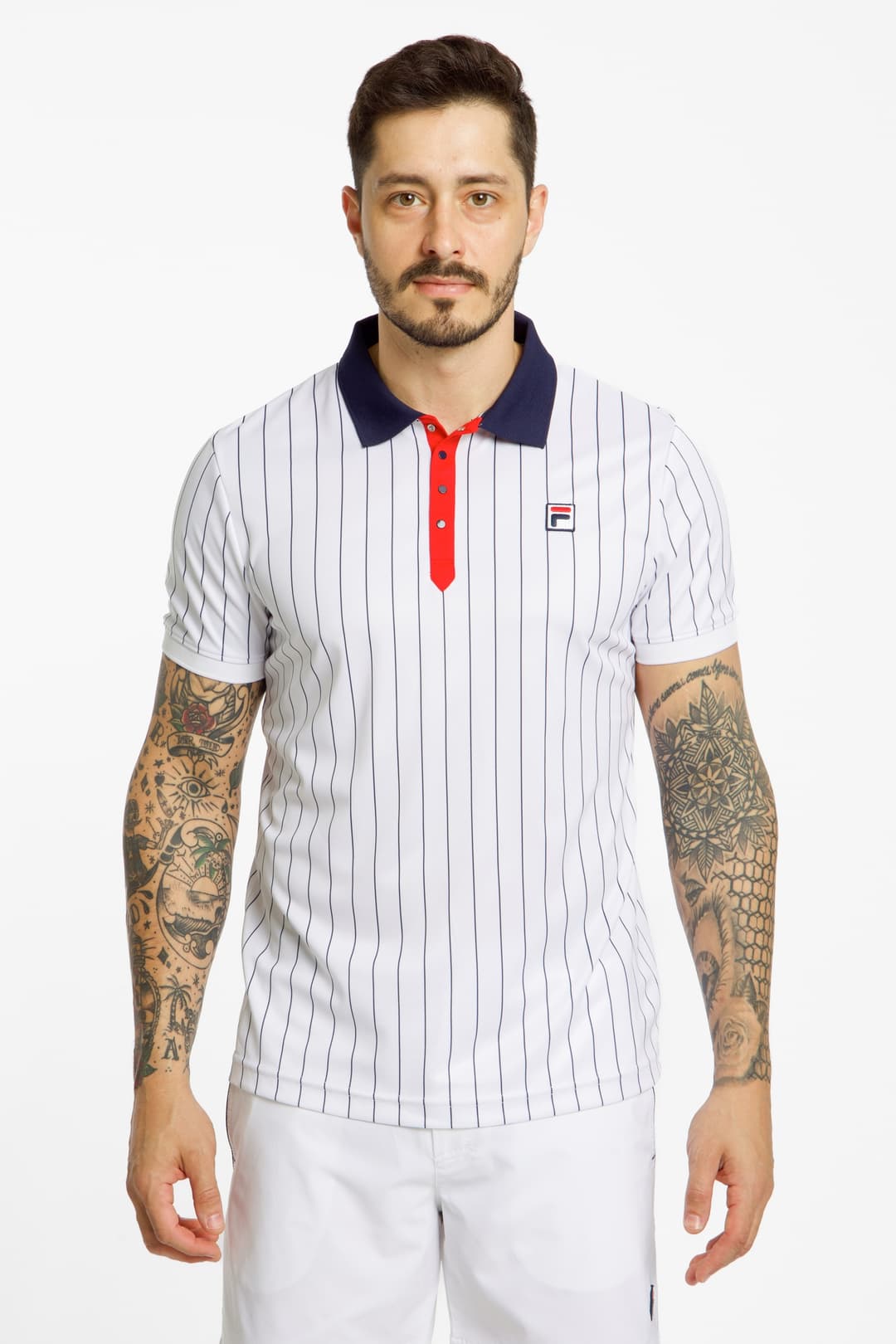 FILA Björn Stripes Herren Tennisshirt Weiss, Herren, Größe: S