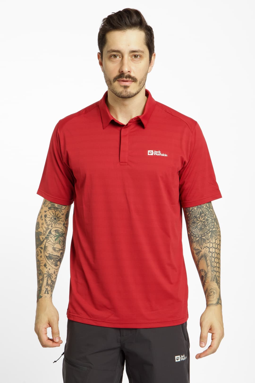 Jack Wolfskin Delgami Herren Poloshirt Rot, Herren, Größe: M