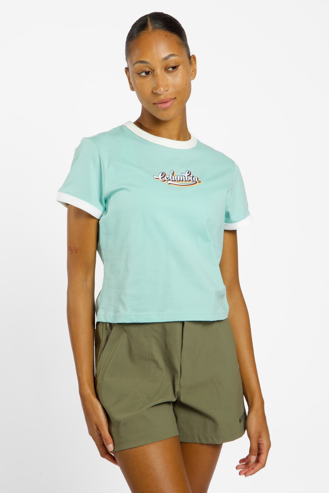 Columbia Rolling Blend™ Ringer Graphic Damen T-Shirt Grün, Damen, Größe: M