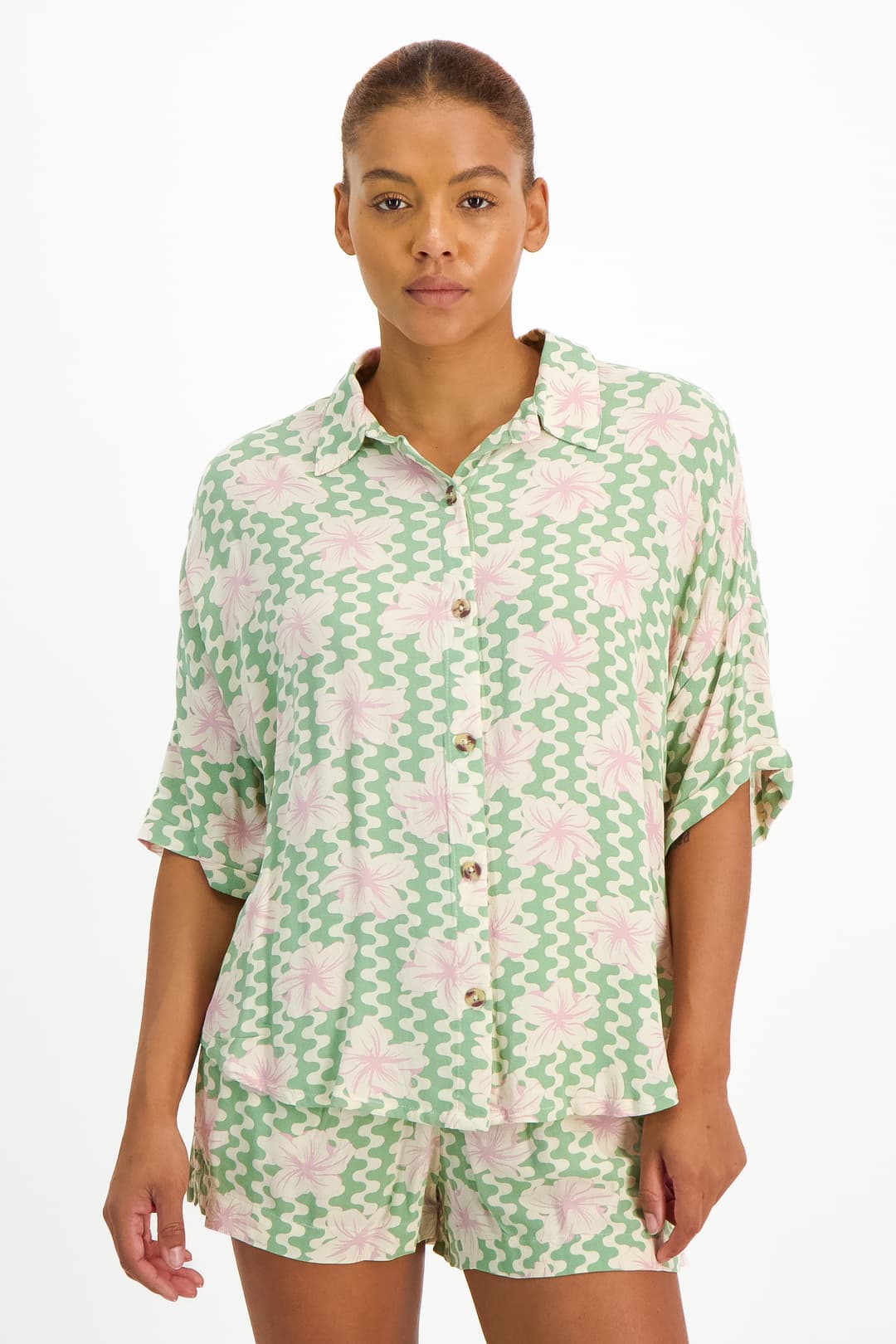 Roxy Beach Nostalgia Damen Bluse Grün, Damen, Größe: XL