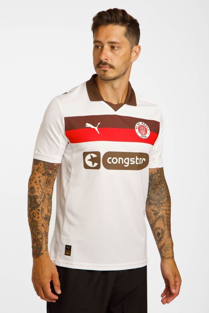 PUMA FC St. Pauli Away Replica Herren Fussballtrikot 25/26 Weiss, Herren, Größe: L