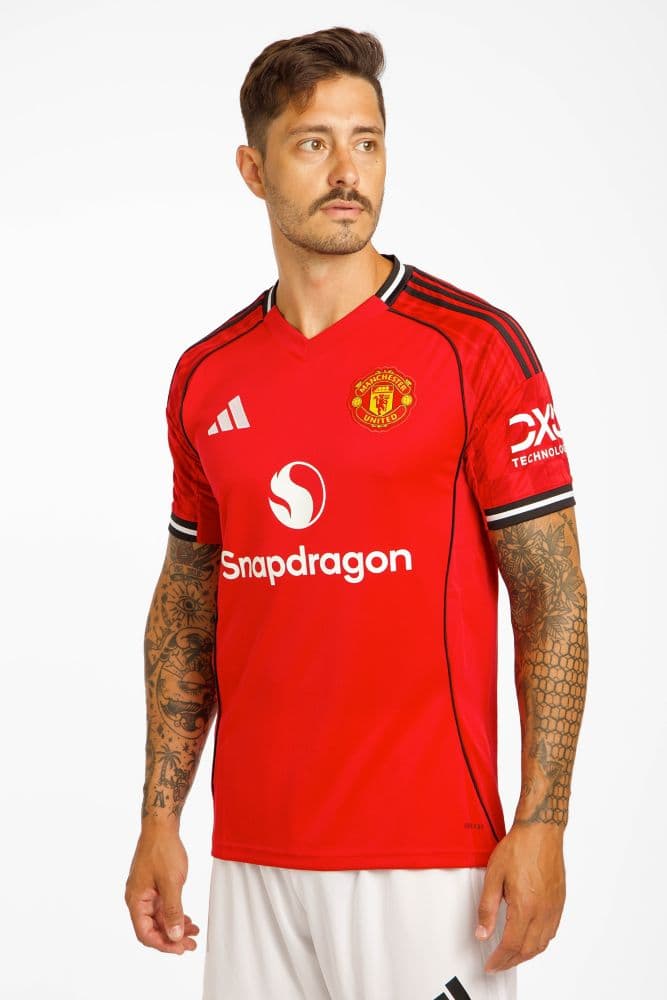 adidas Manchester United Home Replica Herren Fussballtrikot 25/26 Rot, Herren, Größe: M