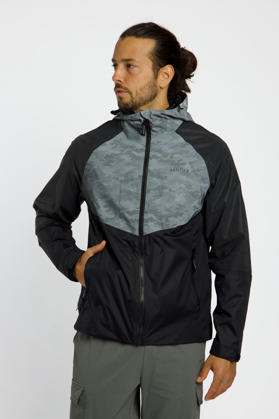 46 NORD Herren Regenjacke Schwarz, Herren, Größe: L