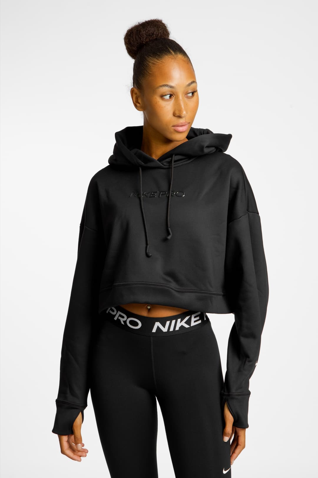 Nike Pro Therma-FIT Fleece Damen Hoodie Schwarz, Damen, Größe: S