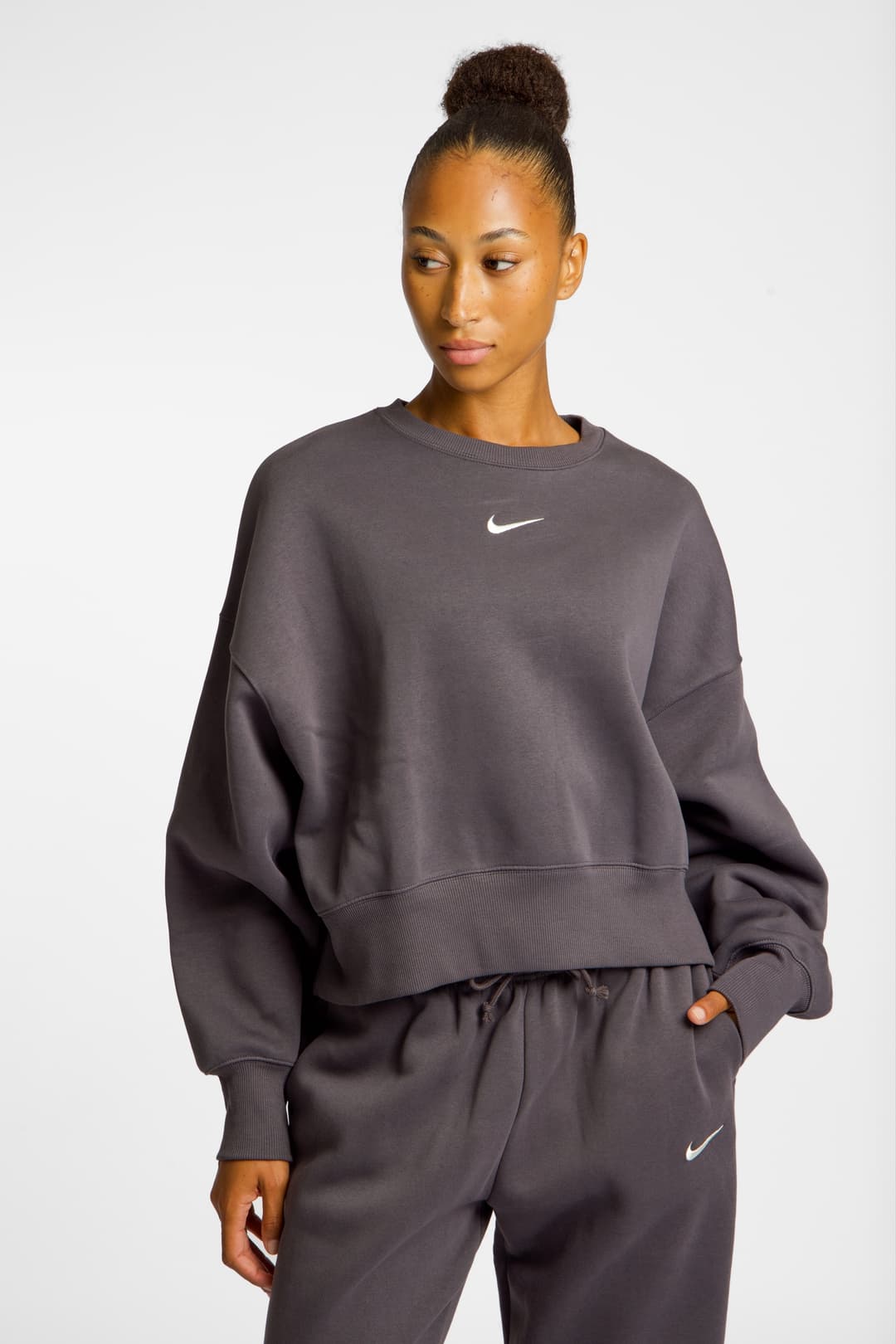 Nike Phoenix Fleece Oversize Damen Pullover Grau, Damen, Größe: S