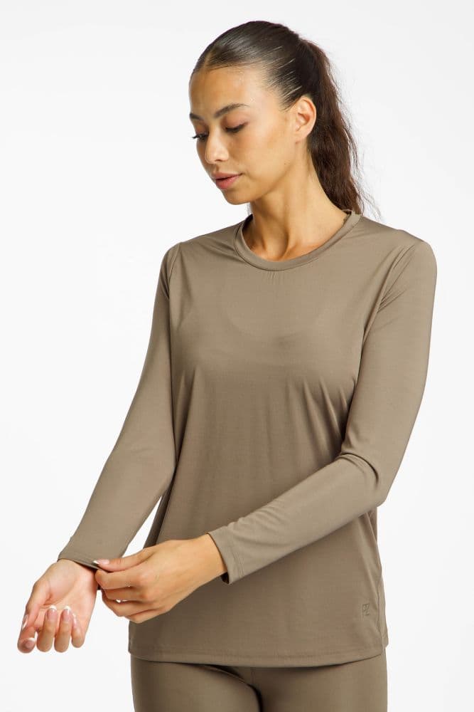 POWERZONE Damen Longsleeve Braun, Damen, Größe: XXL