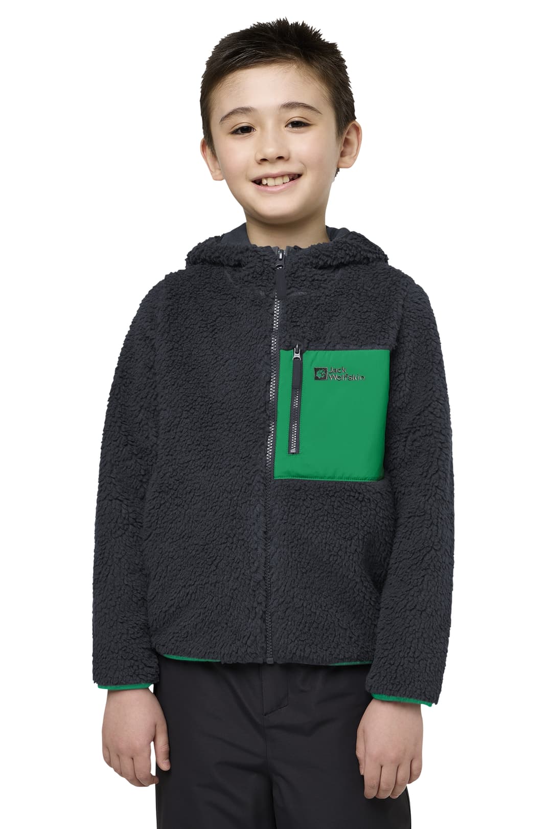 Jack Wolfskin Ice Curl Hood Kinder Midlayer Grau, , Größe: 128