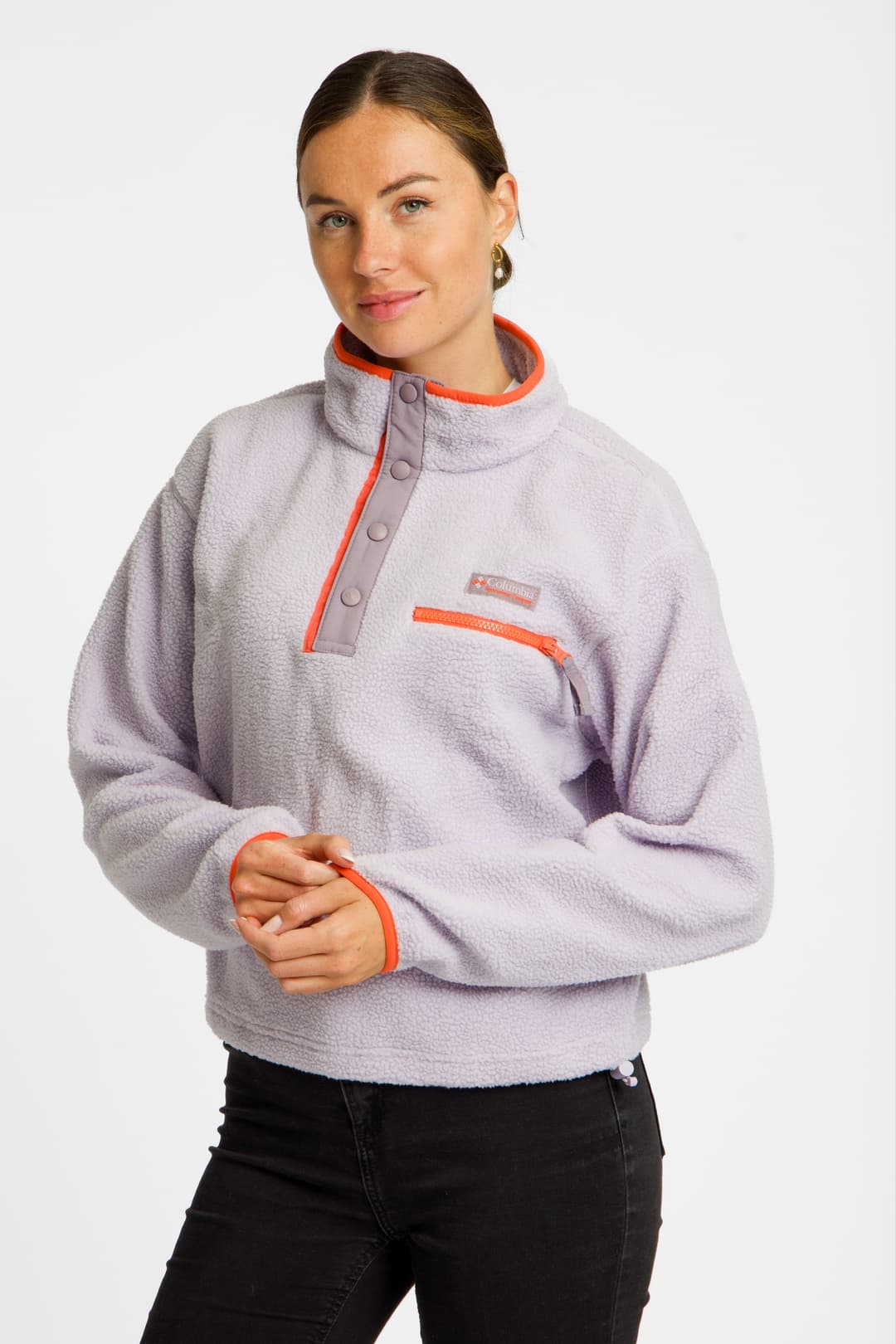 Columbia Helvetia™ II Cropped Sherpa Half Snap Damen Midlayer Lila, Damen, Größe: XL