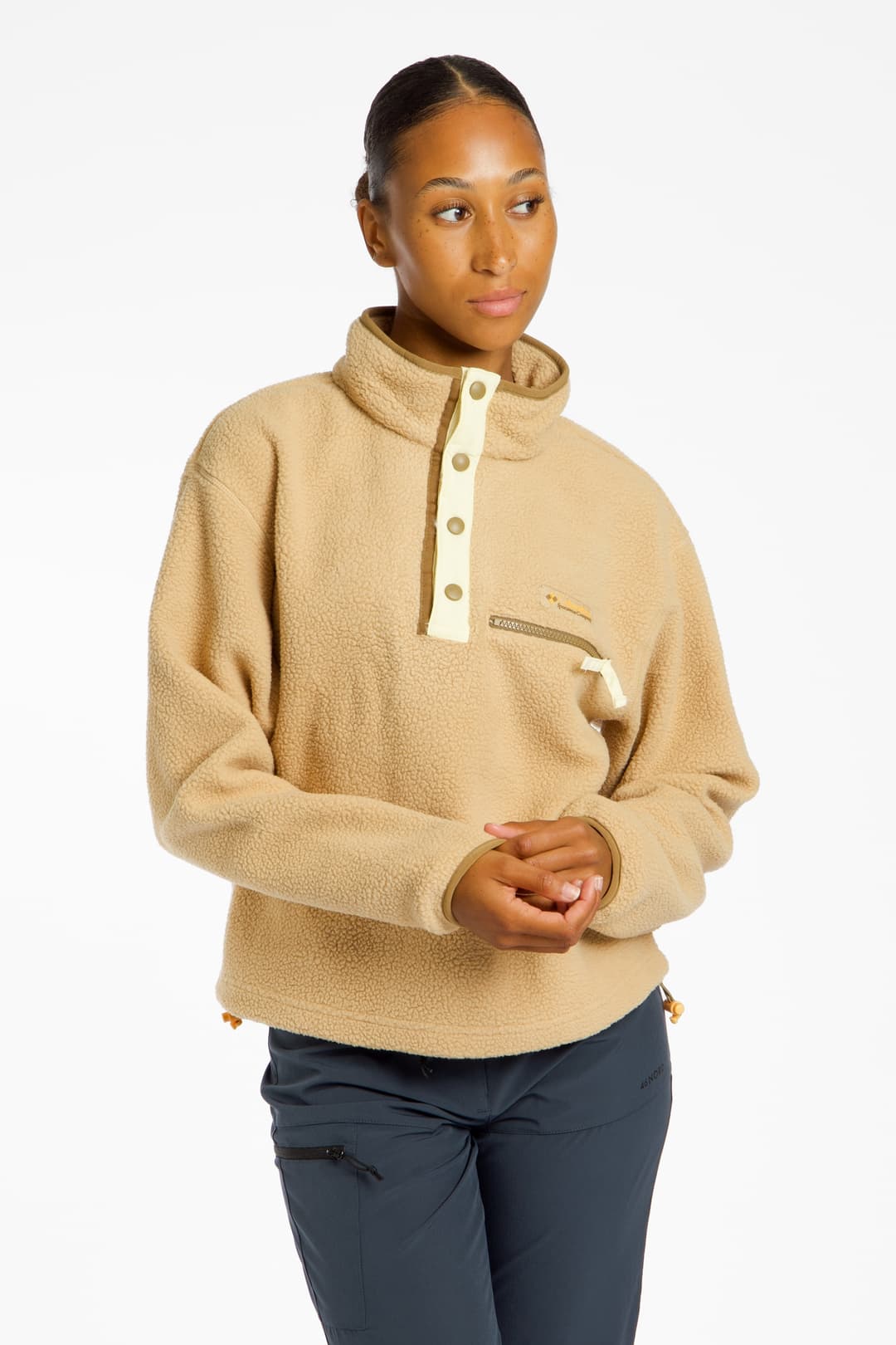 Columbia Helvetia™ II Cropped Sherpa Half Snap Damen Midlayer Beige, Damen, Größe: XL