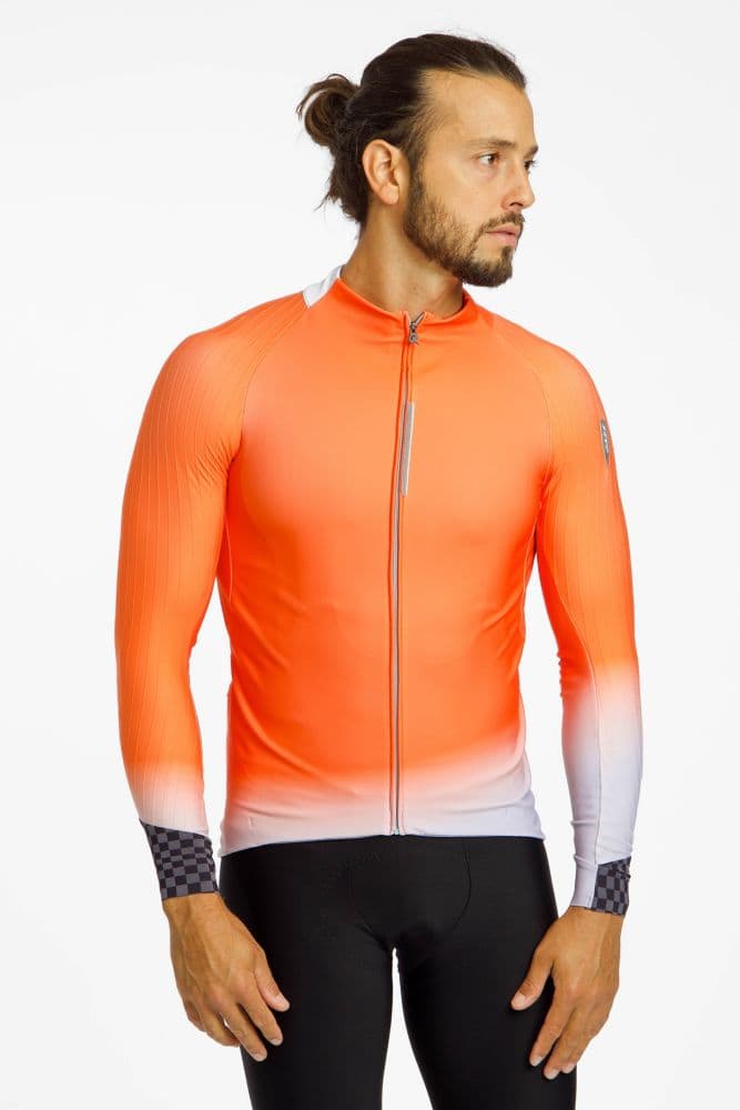Q36.5 Gregarius Hybrid Collar Fade Herren Rennradtrikot Orange, Herren, Größe: L
