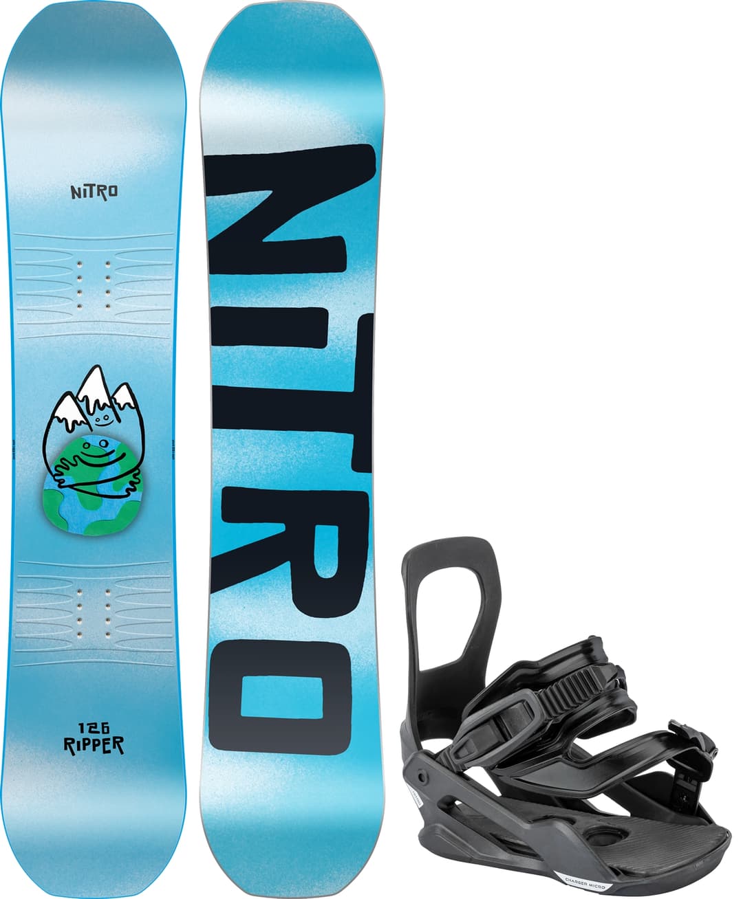 Nitro Ripper 126 Kinder Snowboard Set 26/27 Blau, , Größe: 126