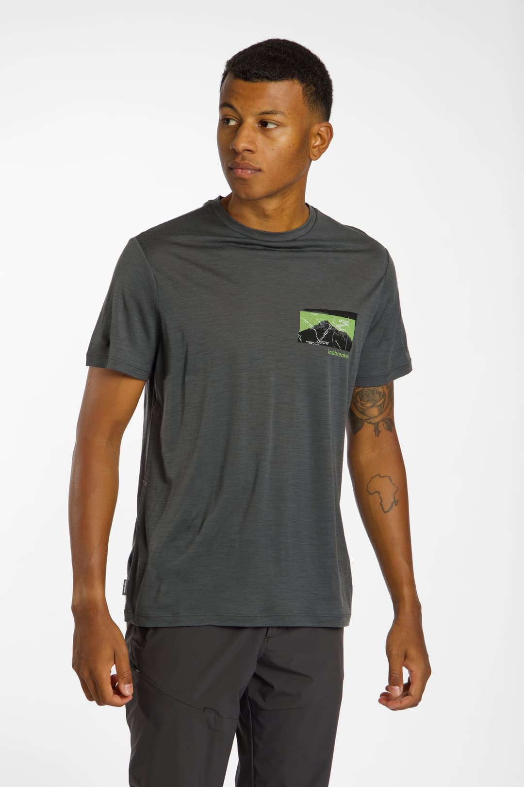 icebreaker Merino 150 Tech Lite Infographic Herren T-Shirt Grau, Herren, Größe: S