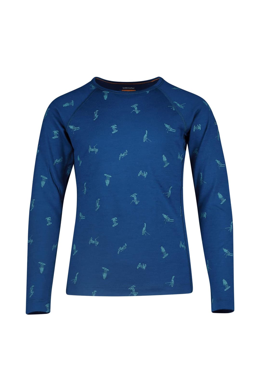 icebreaker Merino 200 Oasis Snow Day Kinder Thermo Longsleeve Blau, , Größe: 14