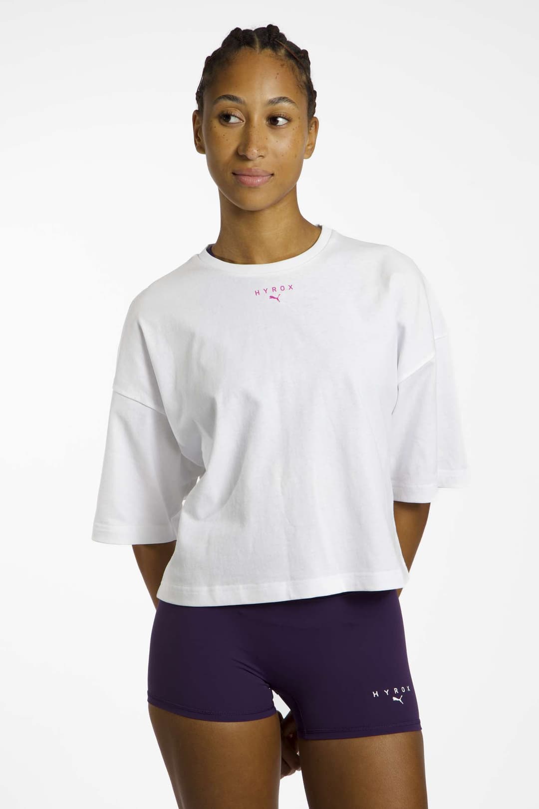 PUMA x HYROX Cropped Lifestyle Damen T-Shirt Weiss, Damen, Größe: M