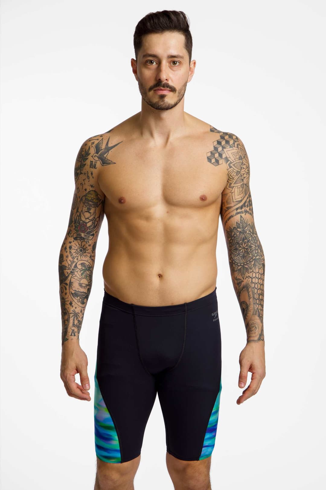 speedo Spliced Printed Jammer Herren Badehose Schwarz, Herren, Größe: 48
