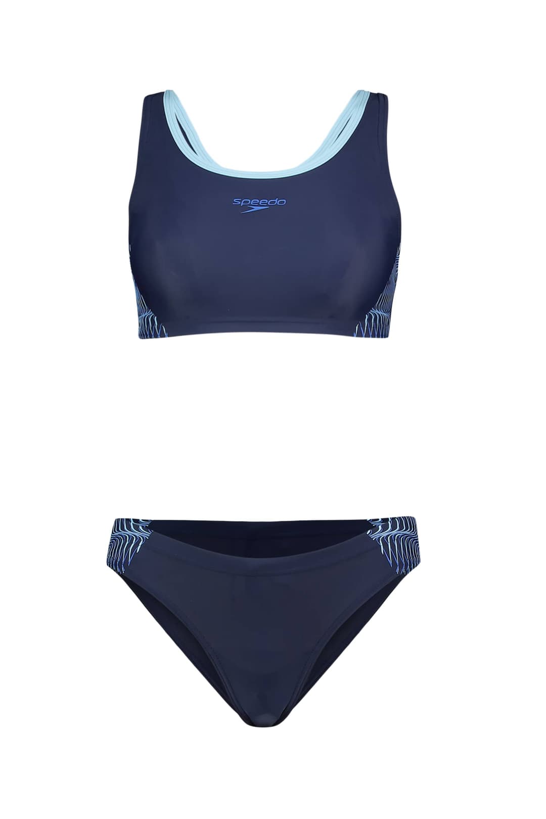 speedo Placement Racerback Damen Bikini Blau, Damen, Größe: 40
