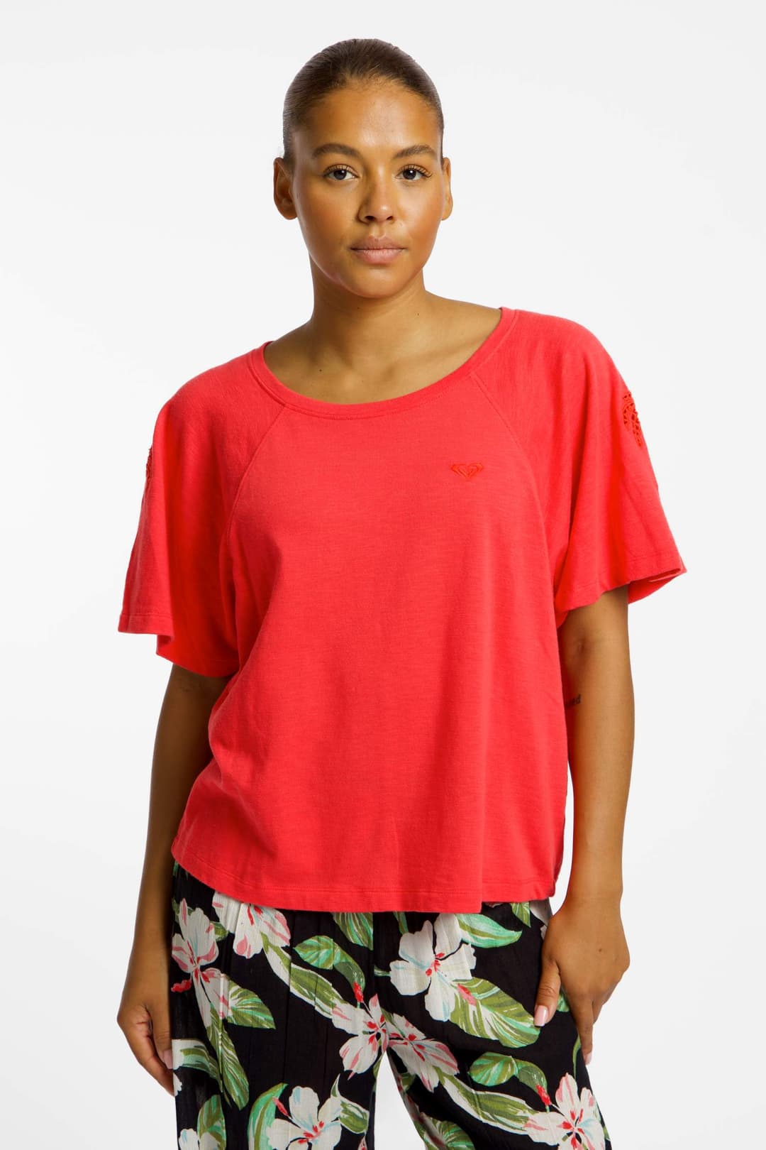 Roxy Time For Palm Tree Damen T-Shirt Pink, Damen, Größe: M