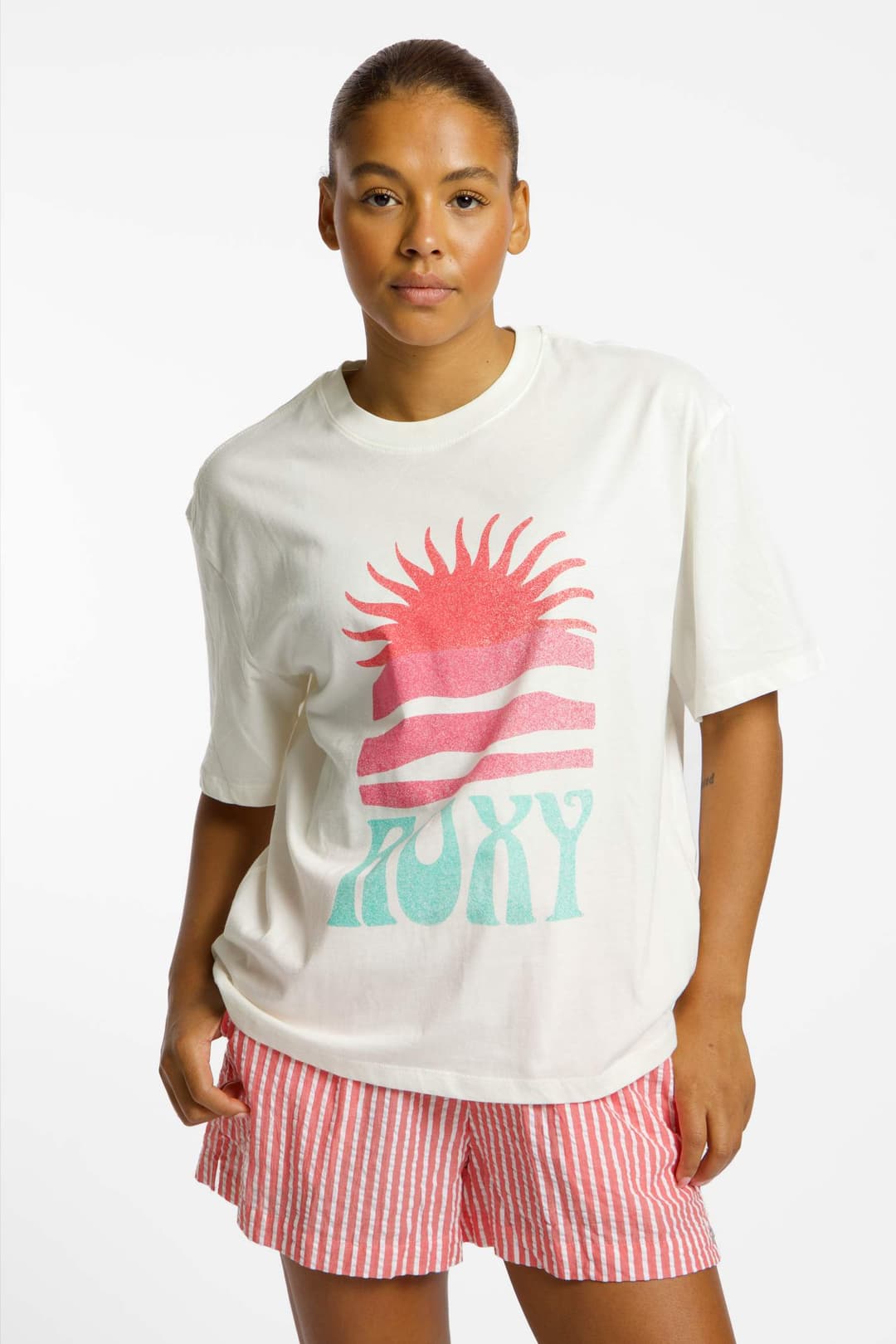 Roxy Hangloose Poster Damen T-Shirt Weiss, Damen, Größe: XS