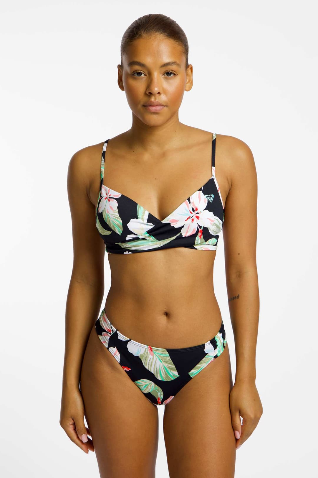 Roxy Printed Essentials Bralette A-C Cup Damen Bikini Schwarz, Damen, Größe: S