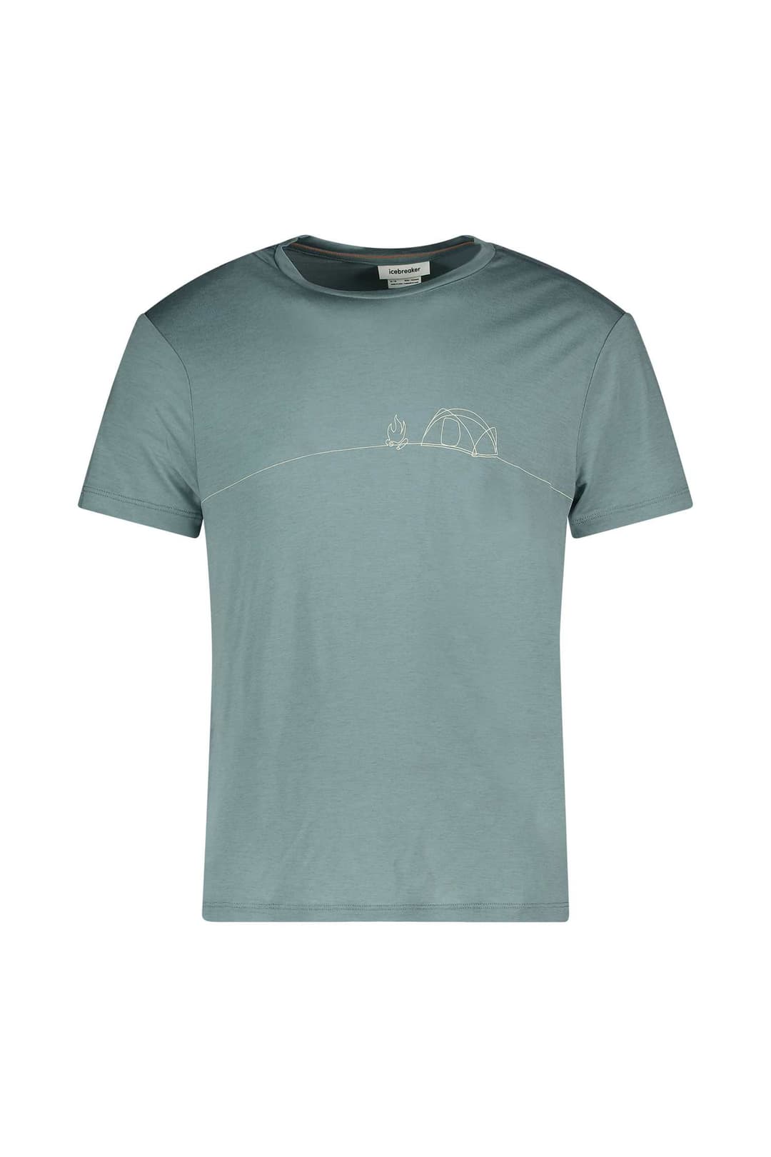 icebreaker Merino Blend 150 Core Single Line Camp Herren T-Shirt Türkis, Herren, Größe: L