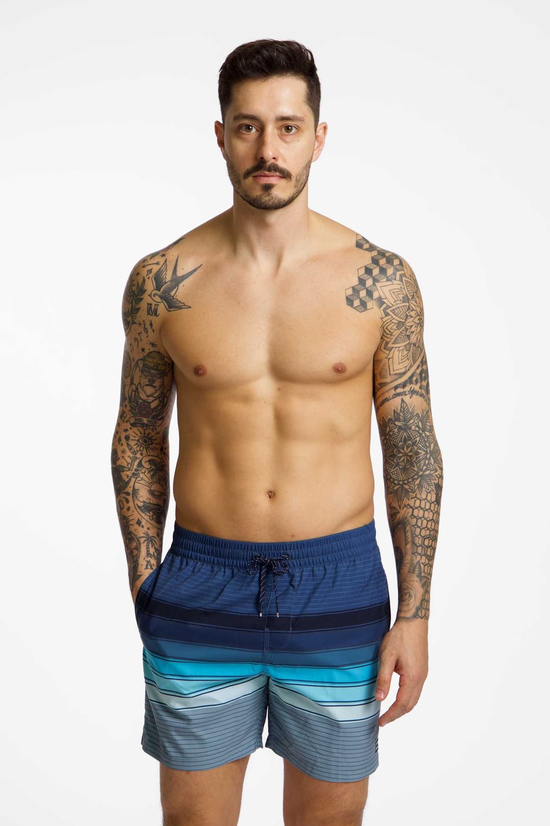 Billabong All Day Stripe Layback 16" Herren Badeshort Blau, Herren, Größe: L