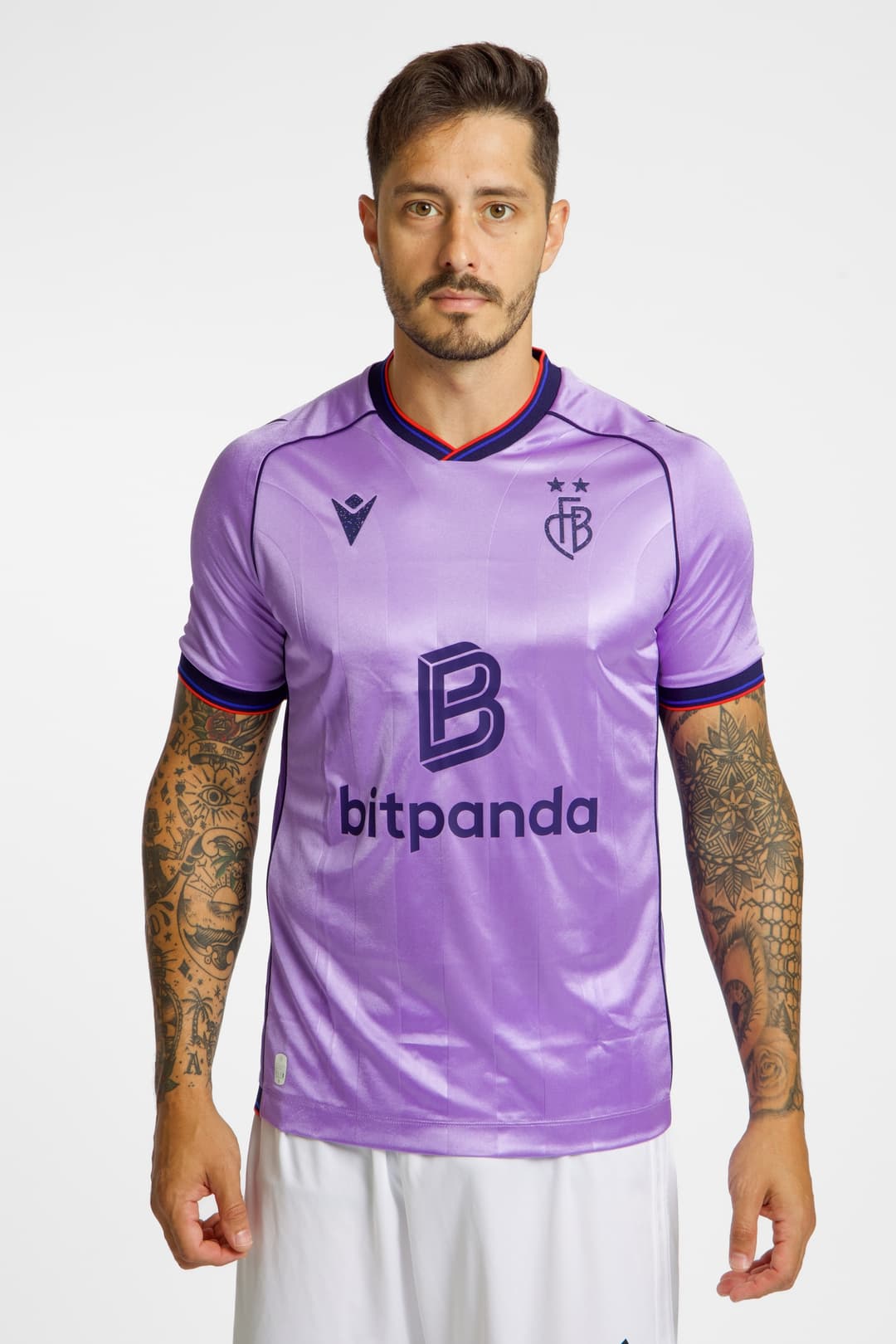 Macron FC Basel Away Replica Herren Fussballtrikot 25/26 Lila, Herren, Größe: XXL