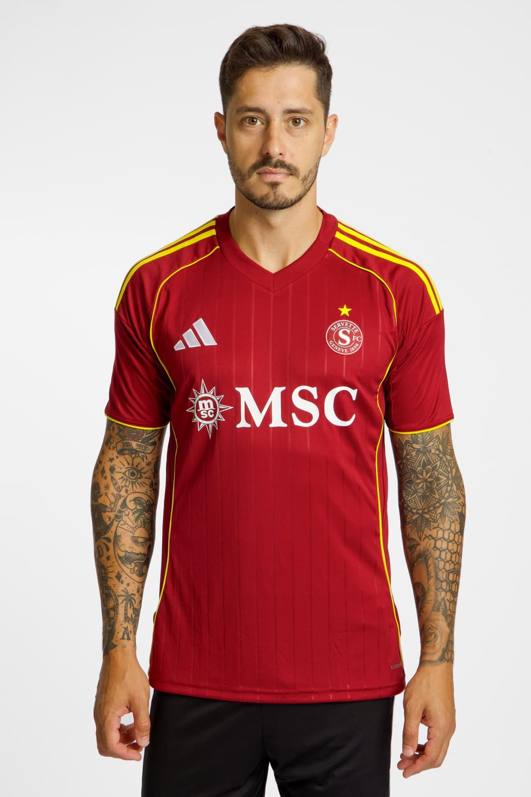 adidas Servette FC Home Replica Herren Fussballtrikot 25/26 Rot, Herren, Größe: M