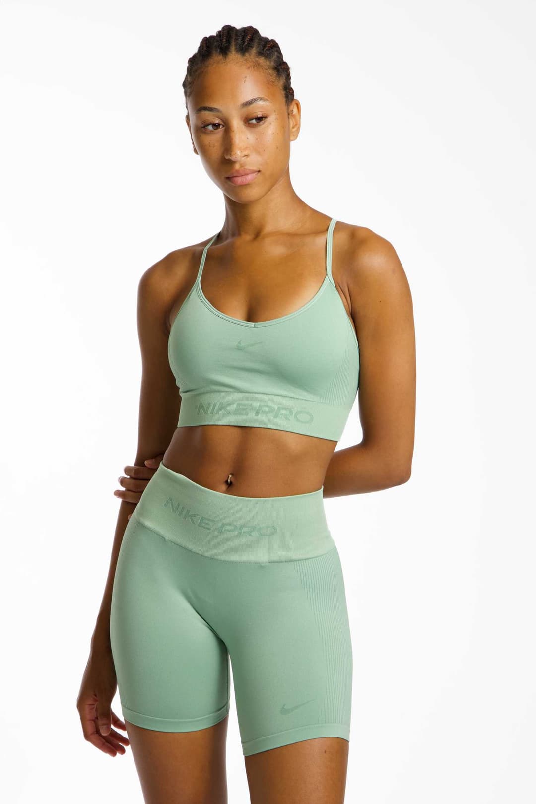 Nike Pro Seamless Light Damen Sport-BH Grün, Damen, Größe: S