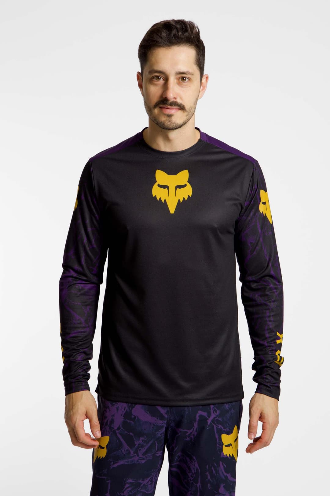 FOX Ranger Image Print LS Herren Biketrikot Schwarz, Herren, Größe: L