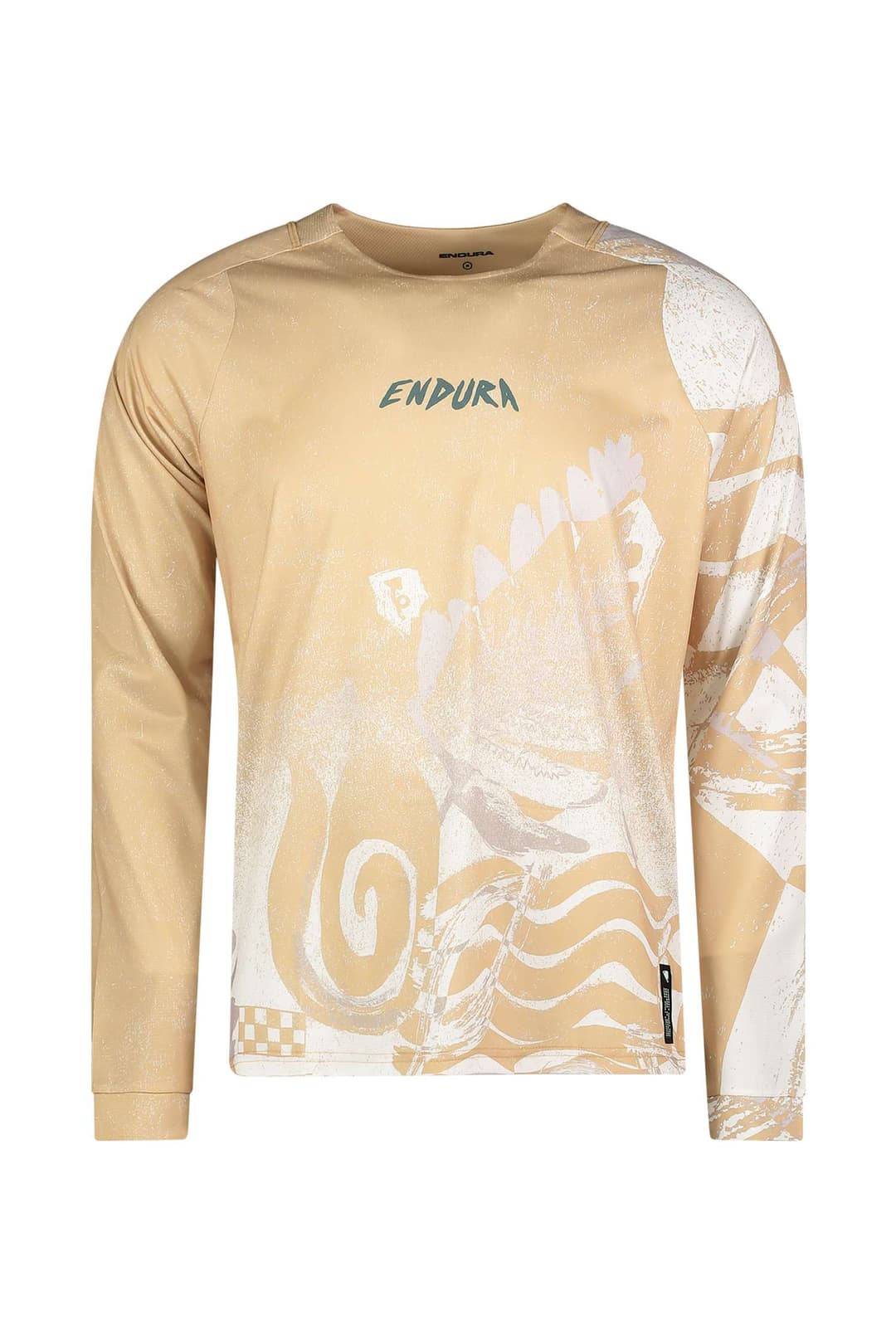 Endura SingleTrack Print LS Herren Biketrikot Beige, Herren, Größe: L