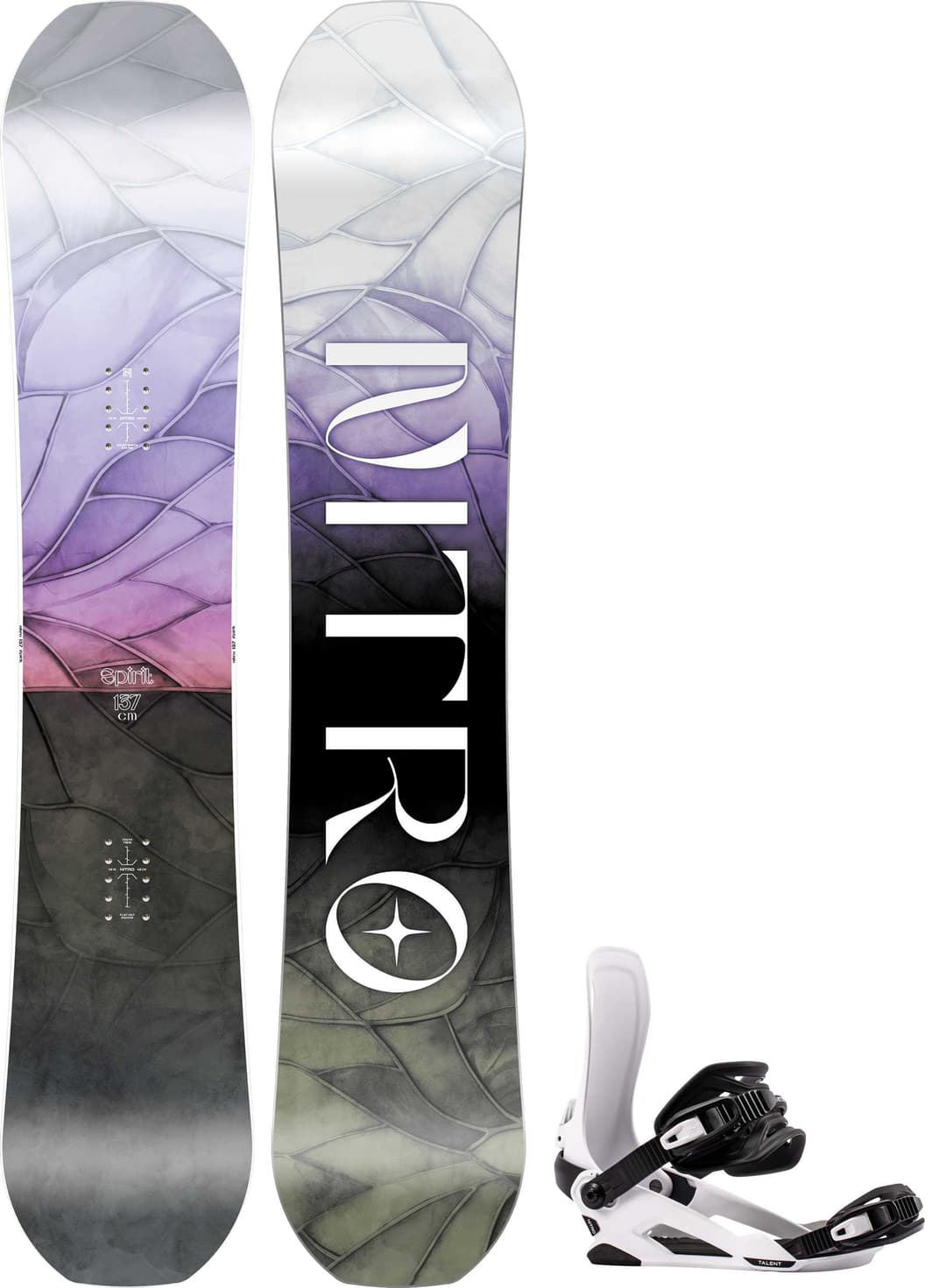 Nitro Spirit Kinder Snowboard Set 26/27 Lila, , Größe: 132