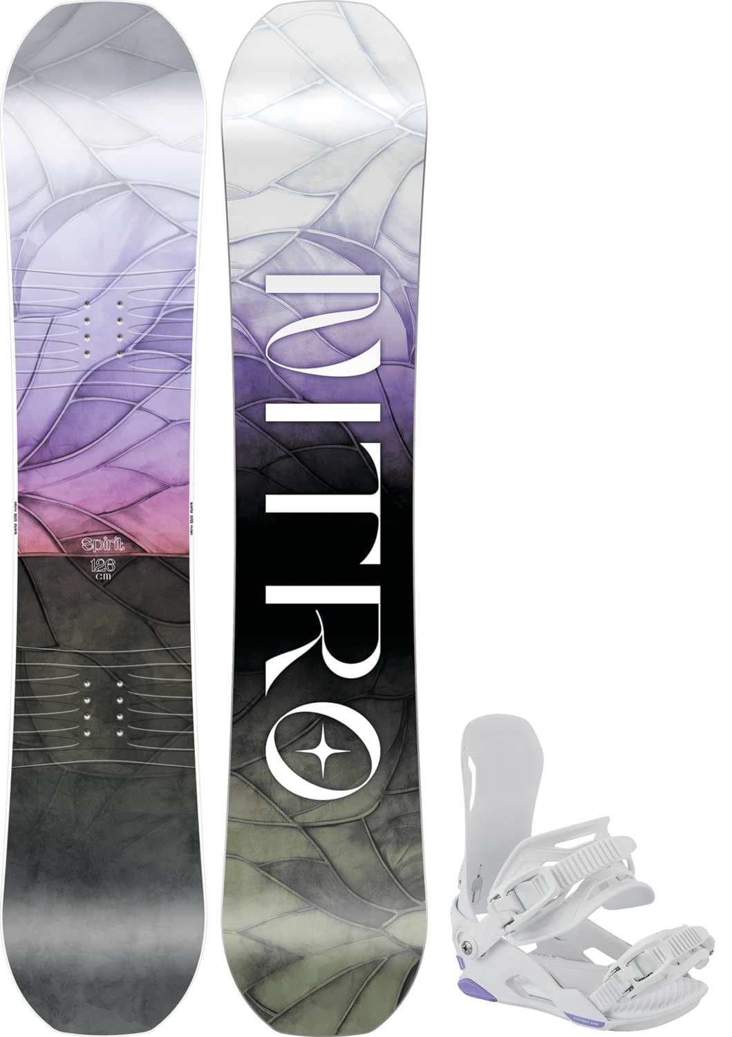 Nitro Spirit Kinder Snowboard Set Lila, ,, Größe: 126