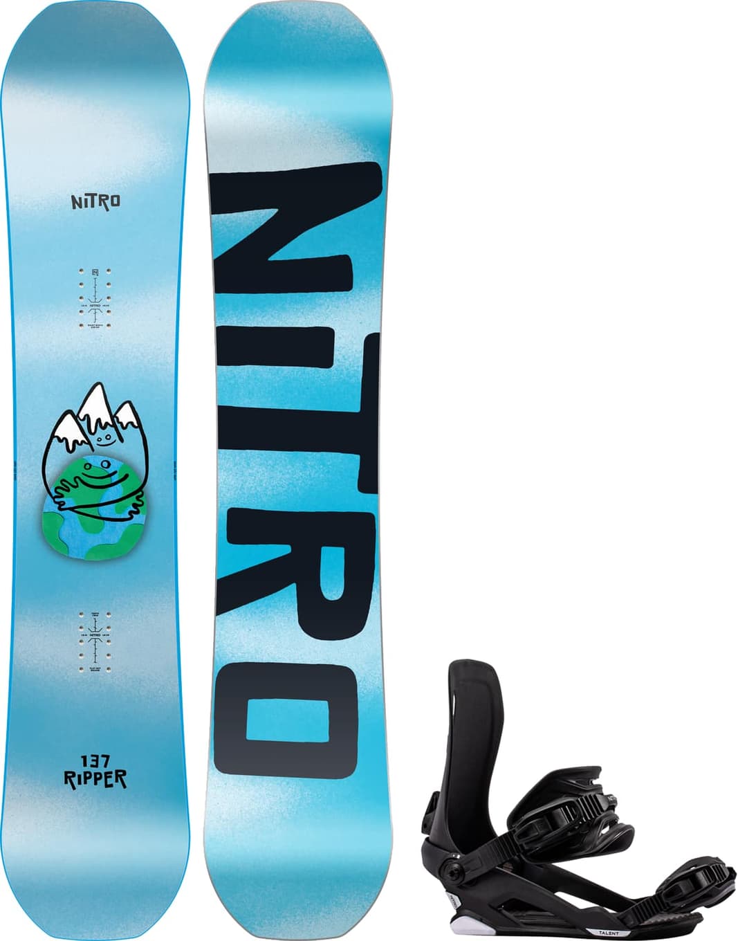 Nitro Ripper 132-137 Kinder Snowboard Set 26/27 Blau, , Größe: 132