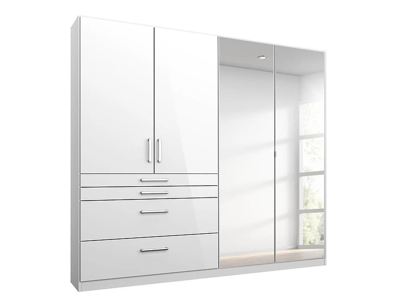 Drehtürenschrank HOMBURG weiss 4 Türen 4 Schubladen