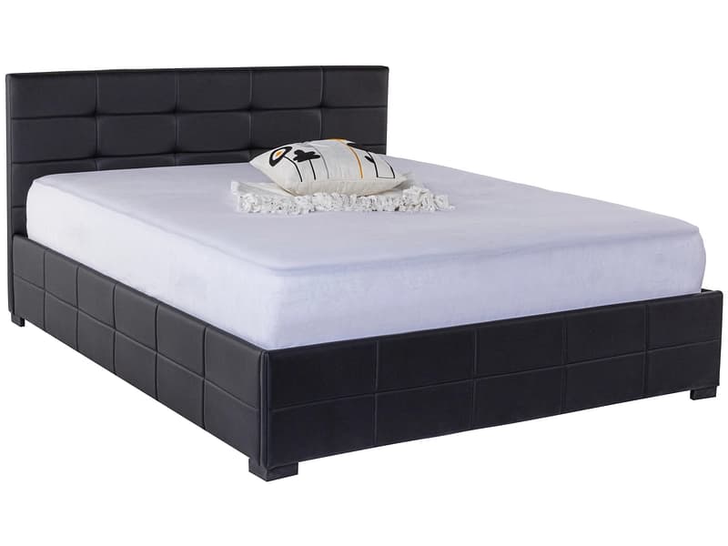 Kastenbett MONZA BLACK 140x200cm synthetisches leder schwarz