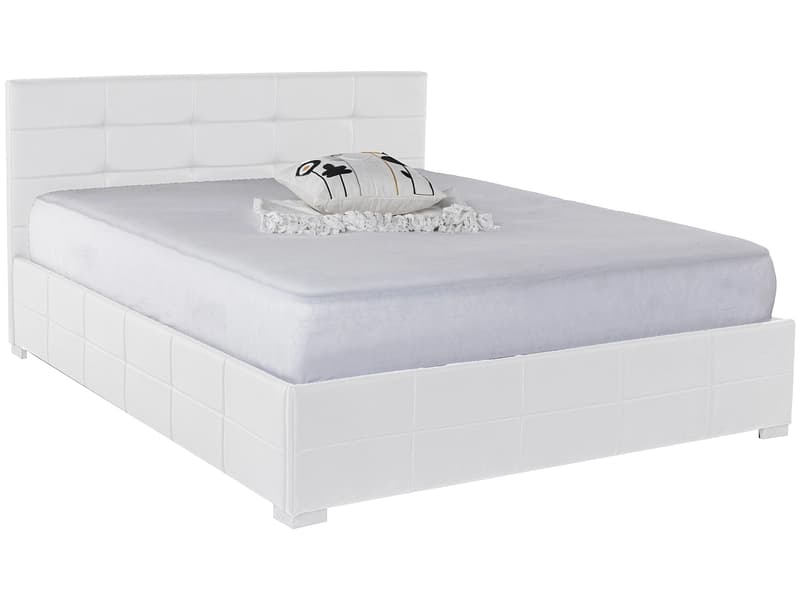 Kastenbett MONZA WHITE 160x200cm synthetisches leder weiss