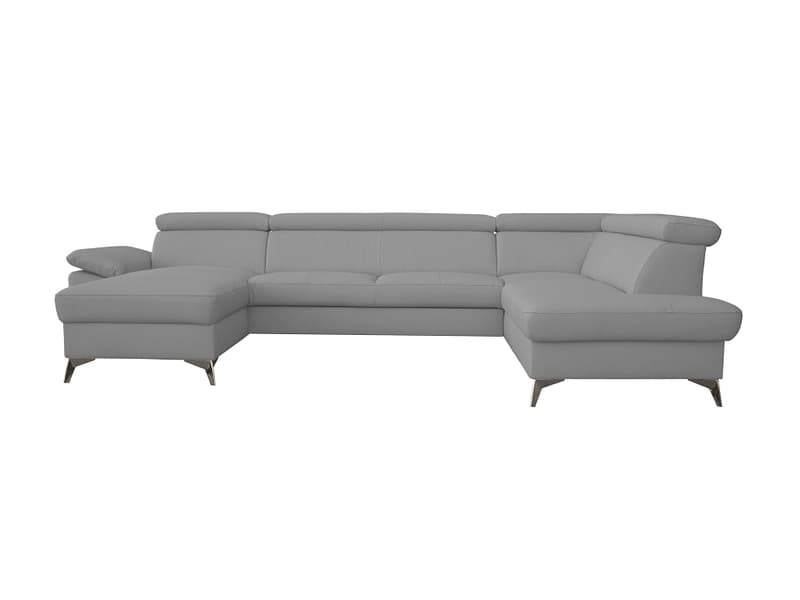 Ecksofa APOLLO Echtleder / Synthetisches Leder grau