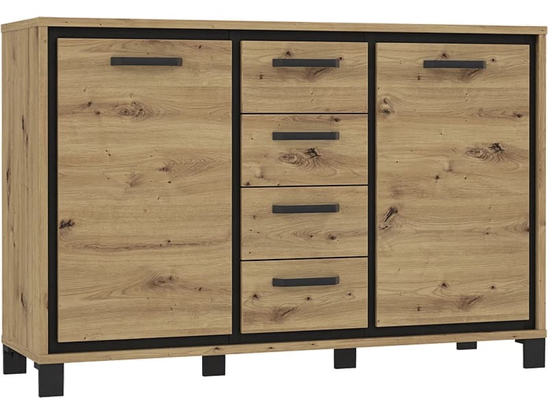 Kommode TRONDHEIM 2 Türen 4 Schubladen 41.5x138.4x91.2cm artisan eiche eiche
