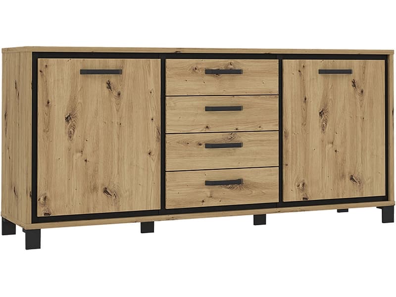Sideboard TRONDHEIM 2 Türen 4 Schubladen 41.5x178.4x81.3cm artisan eiche eiche