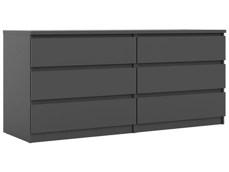 Kommode NAIA 6 Schubladen 50x153.8x70.1cm schwarz matt