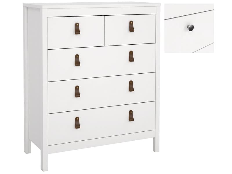 Kommode MADRID 5 Schubladen 38.4x82.3x98.9cm weiss matt