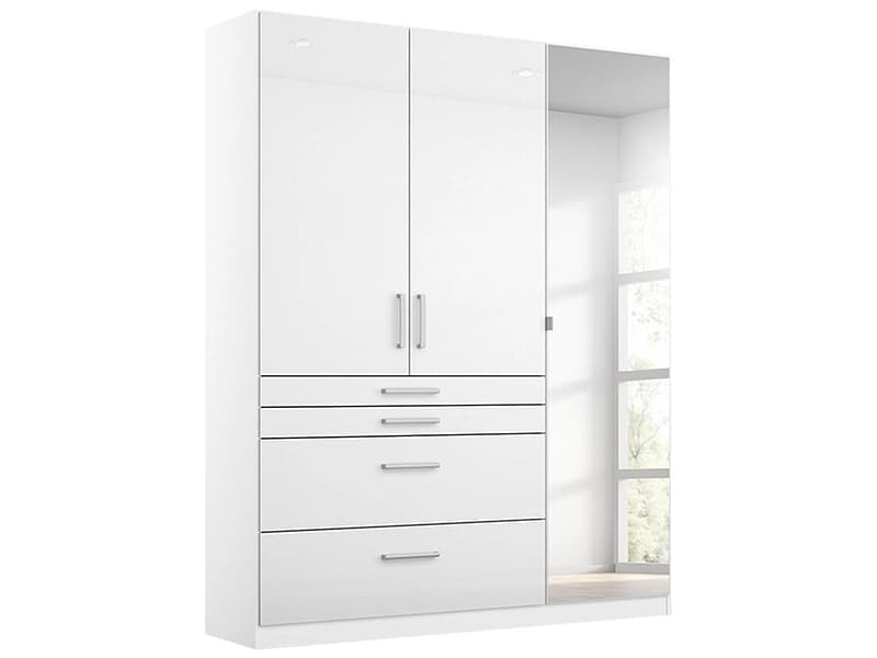 Drehtürenschrank HOMBURG weiss 3 Türen 4 Schubladen