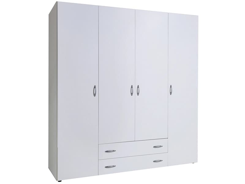 Drehtürenschrank BAKER weiss 4 Türen 2 Schubladen