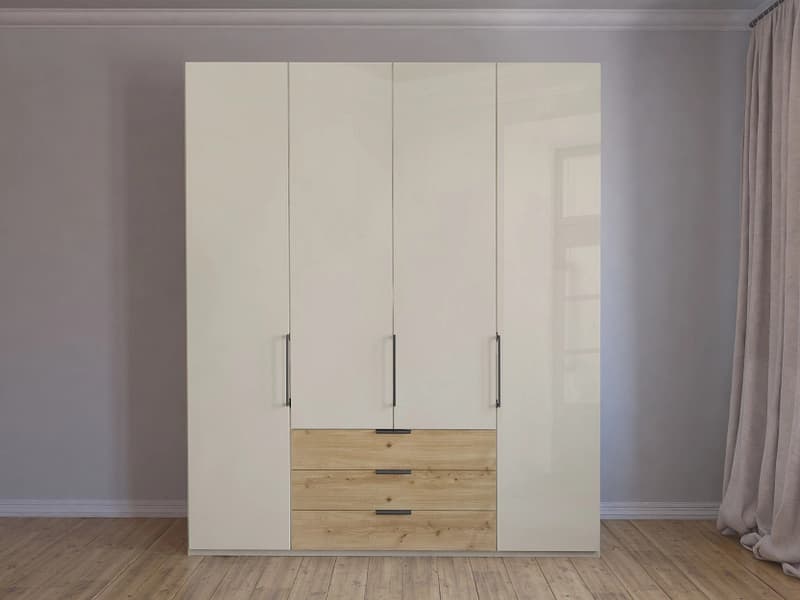 Drehtürenschrank MIAMI champagner 4 Türen 3 Schubladen