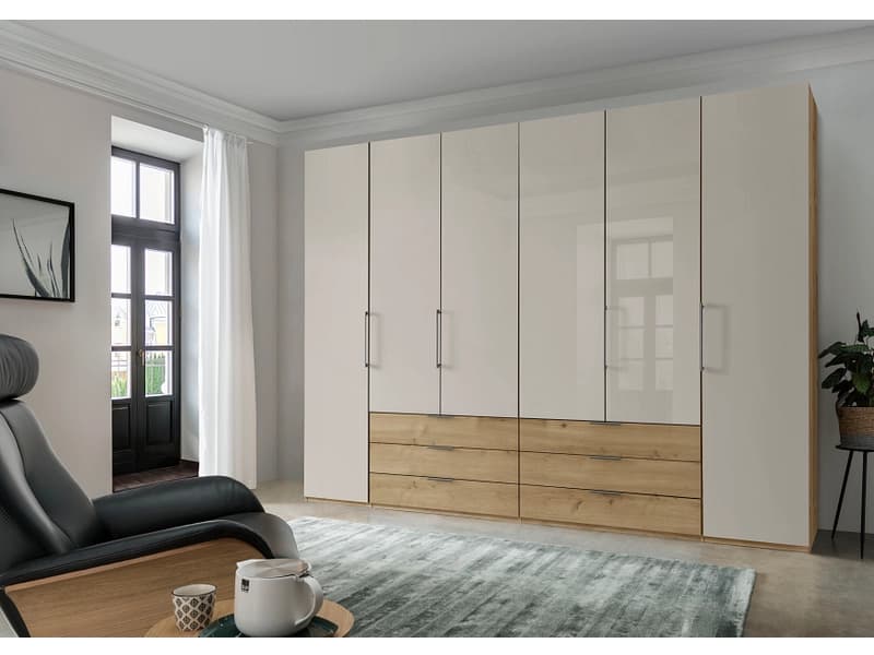 Drehtürenschrank MIAMI champagner 6 Türen 6 Schubladen